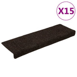 Esteras de escalera de Vidaxl 15 ST 65x21x4 CM Aguja Marrón marrón