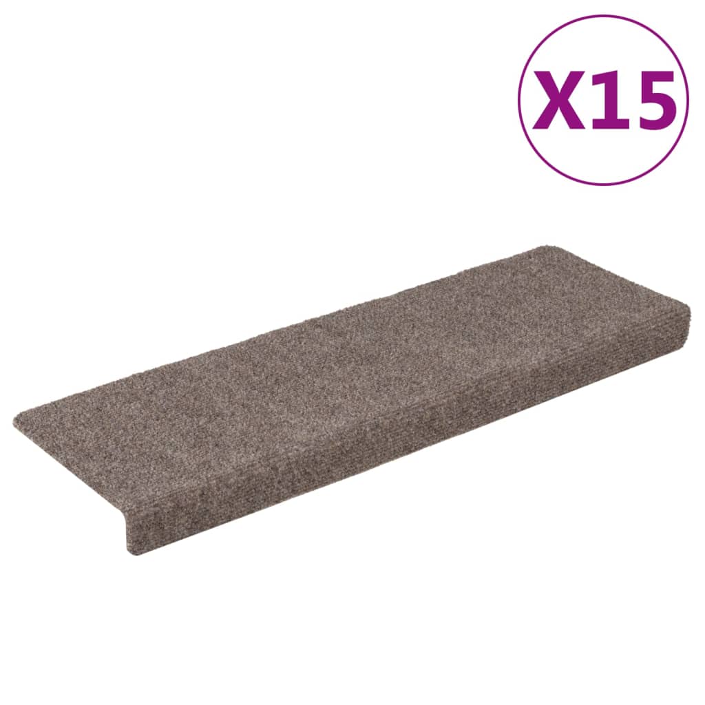 Vidaxl Schodišťové rohože 15 st 65x21x4 cm jehly plstěný krém