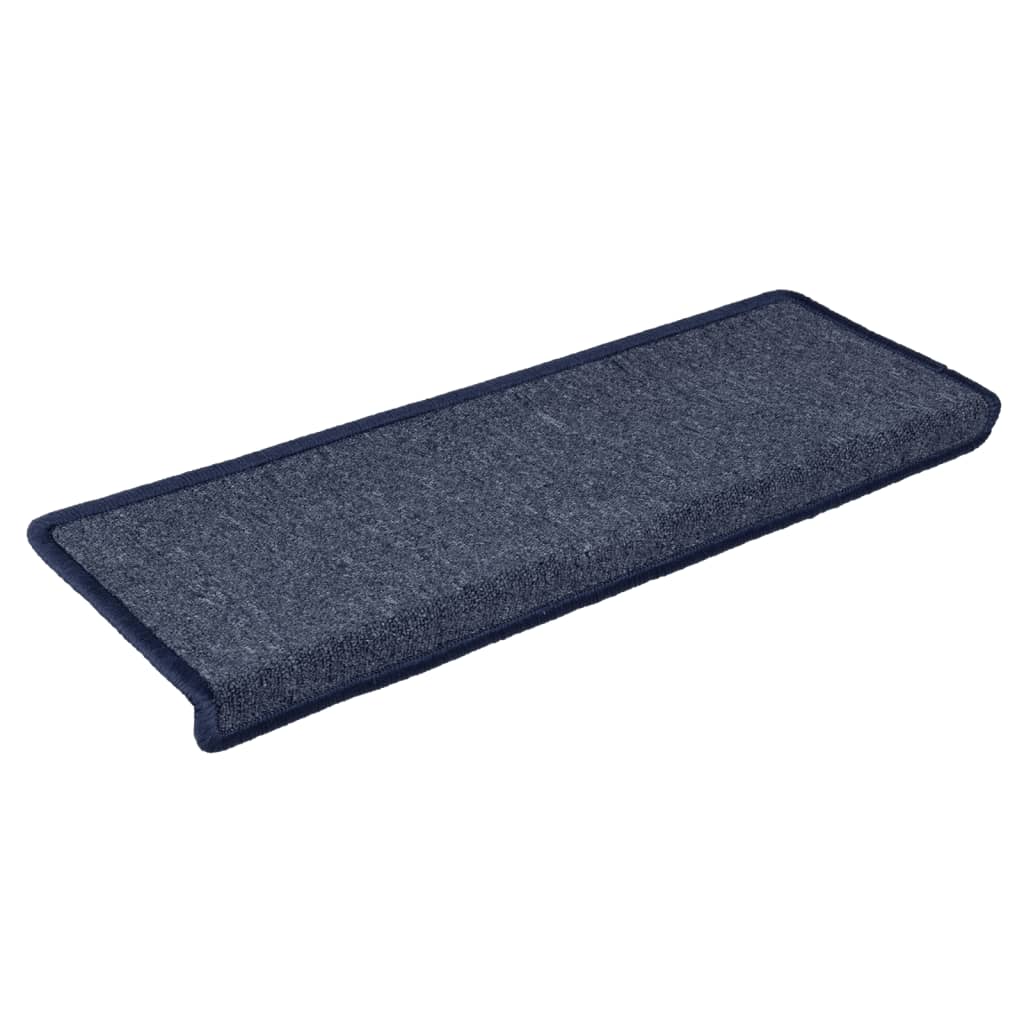 Vidaxl Mats d'escalier 15 st 65x21x4 cm gris et bleu