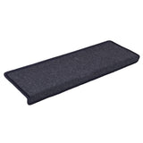 Vidaxl -Treppenmatten 15 ST 65x21x4 cm dunkelgrau und blau mit rechteckiger Rand