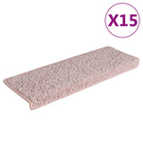 Vidaxl stair mats 15 st 65x21x4 cm white and pink