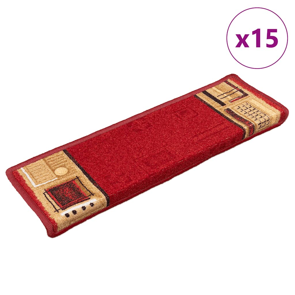 Vidaxl tappetini per autoadesivo 15 st 65x21x4 cm rosso