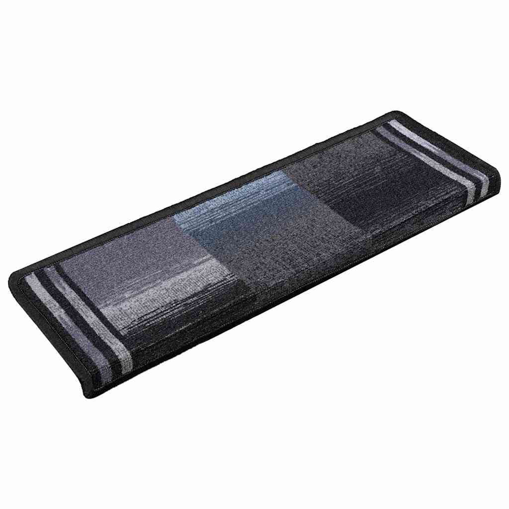 Vidaxl Treppenmatten Selbstadhäsiv 15 ST 65x21x4 cm schwarz und grau