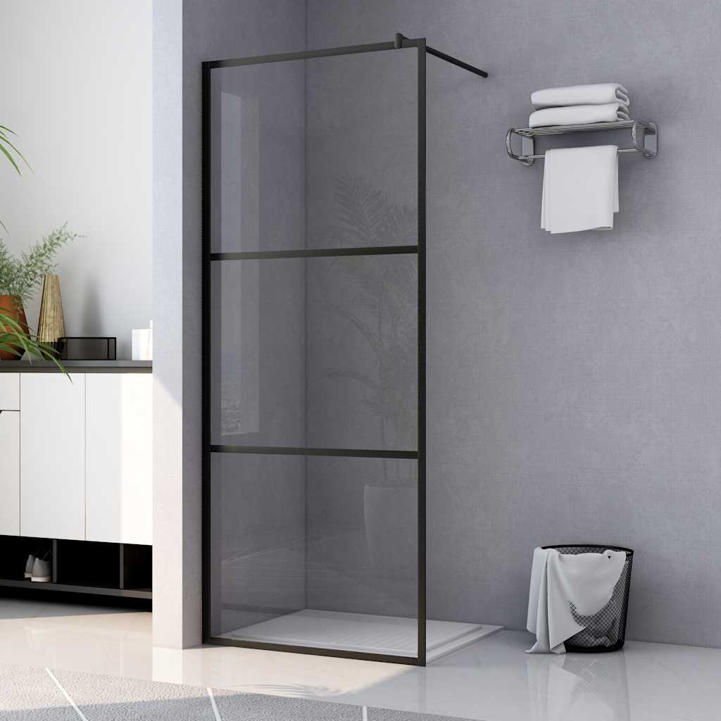 Vidaxl begehete Duschwand transparent 90x195 cm ESG Glas schwarz