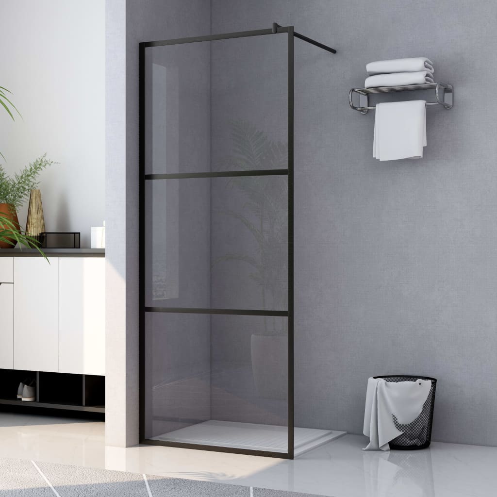 Vidaxl Walk-In Muron de douche transparent 115x195 cm ESG VERRE NOIR