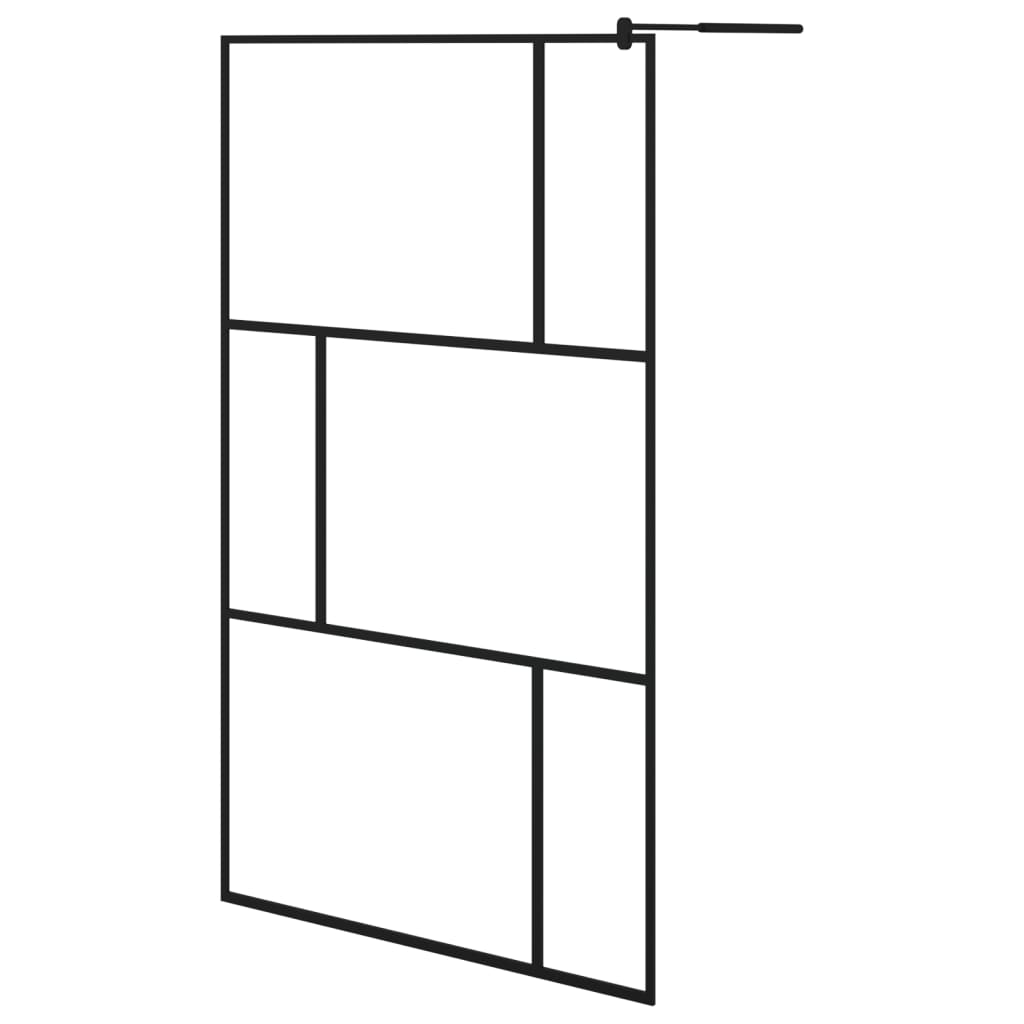 Vidaxl Walk -I duschvägg 115x195 cm härdat glas svart