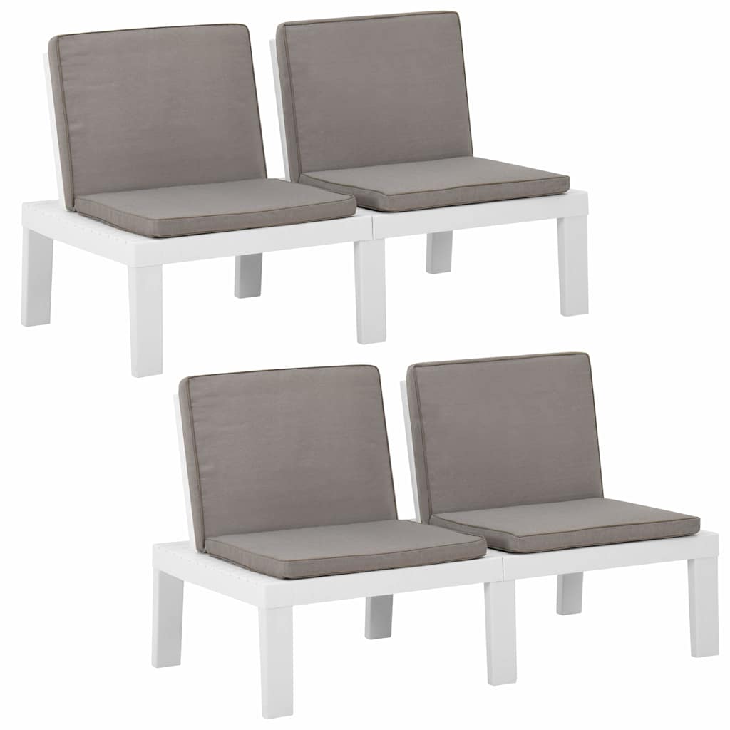 Vidaxl loungebanken 2 st met kussens kunststof wit