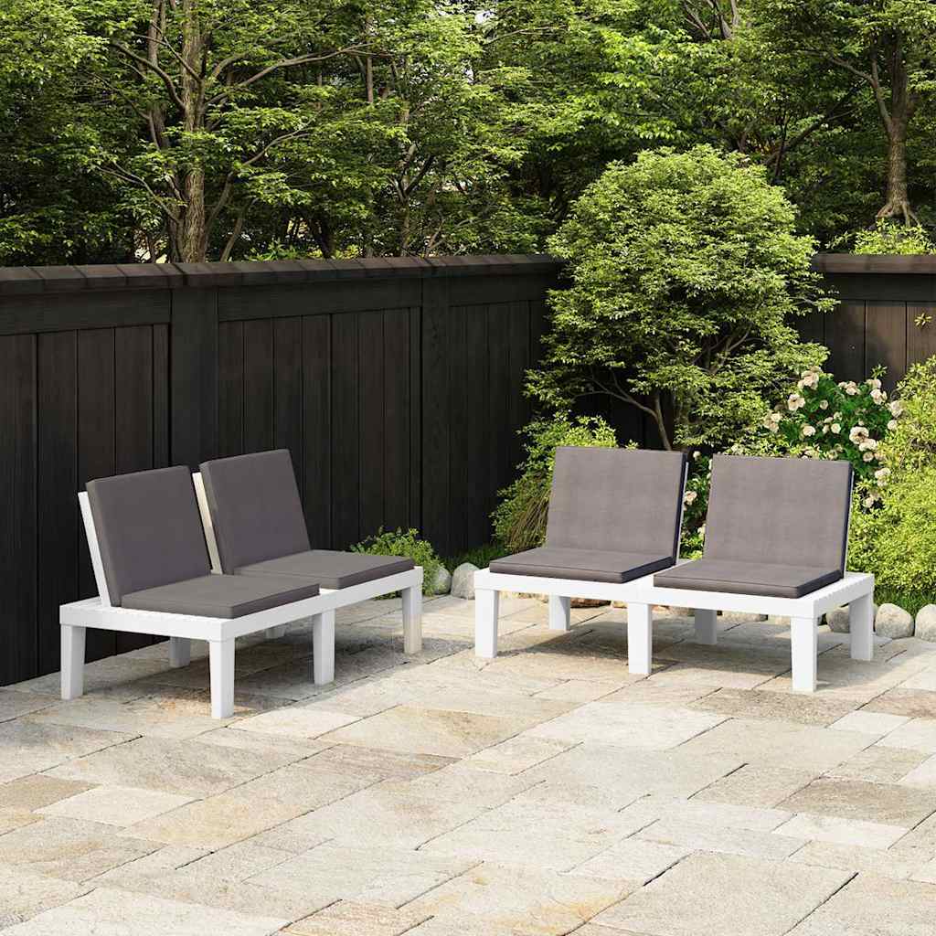 Vidaxl loungebanken 2 st met kussens kunststof wit