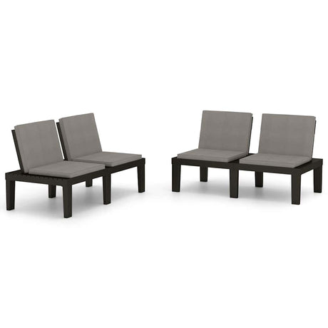 Vidaxl loungebanken 2 st met kussens kunststof grijs