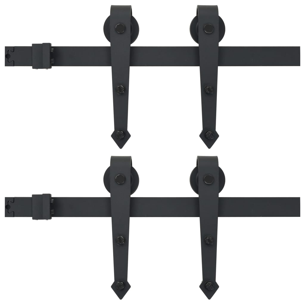 Set hardware Vidaxl per porte scorrevoli 2 St 200 cm in acciaio nero