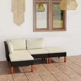 Vidaxl 4-delige loungeset met kussens poly rattan zwart