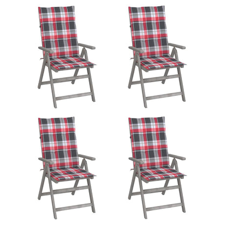 Vidaxl tuinstoelen 4 st verstelbaar met kussens massief acaciahout