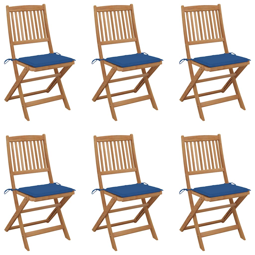 Vidaxl tuinstoelen 6 st inklapbaar met kussens massief acaciahout