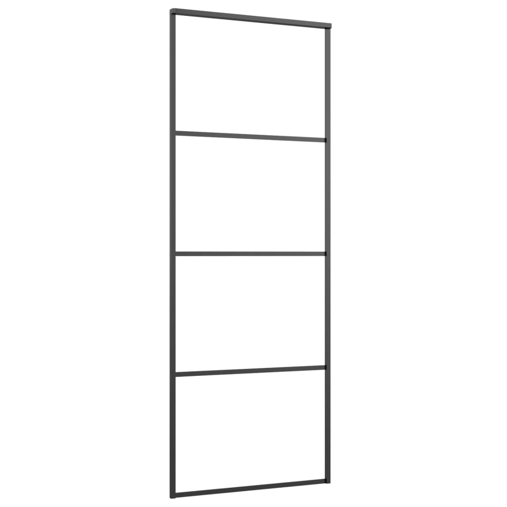 Vidaxl schuifdeur 76x205 cm aluminium en esg-glas zwart