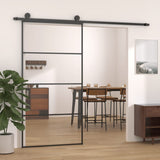 Puerta corredera de Vidaxl 102.5x205 cm de aluminio y vidrio ESG negro