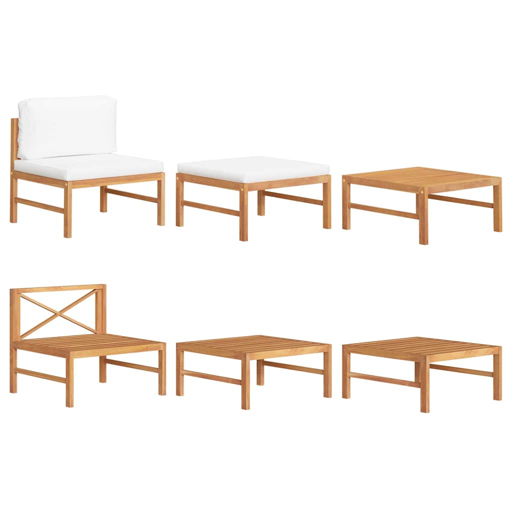 Vidaxl 3-delige loungeset met crèmekleurige kussens teakhout