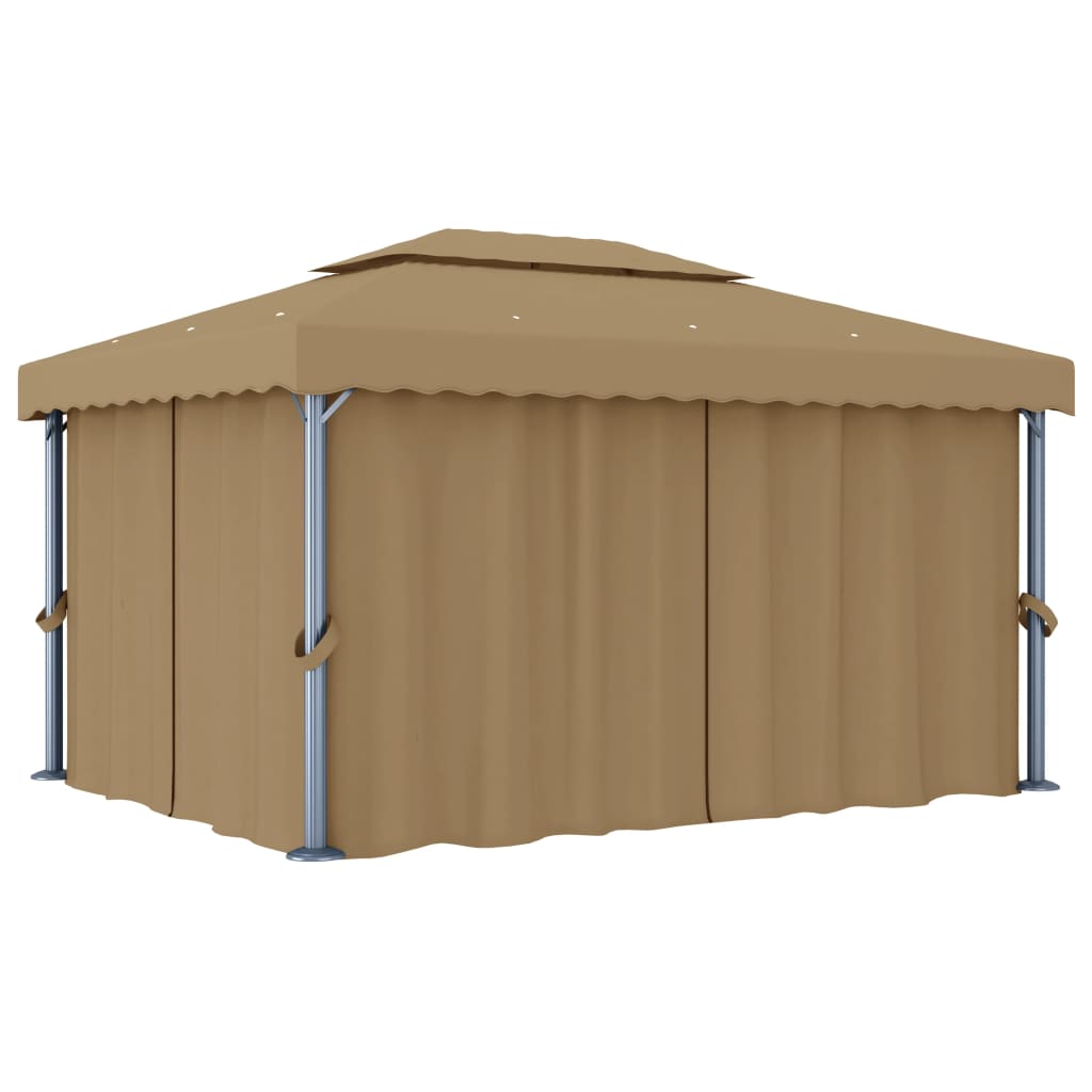 Arbor vidaxl avec rideau 4x3 m en aluminium taupe