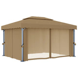 Arbor vidaxl avec rideau 4x3 m en aluminium taupe