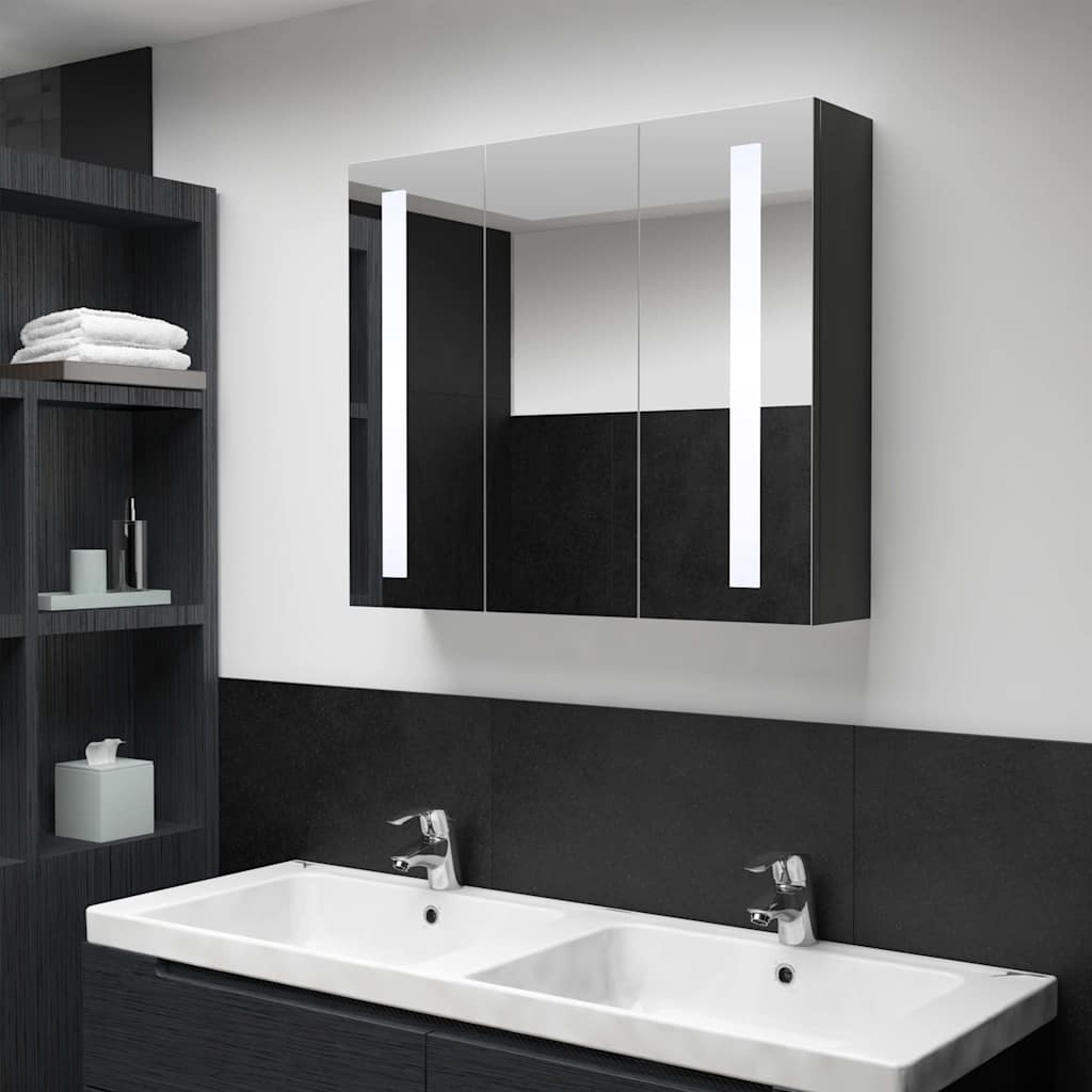 Vidaxl badkamerkast met spiegel en led 89x14x62 cm