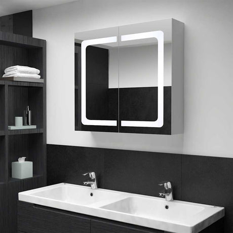 Vidaxl badkamerkast met spiegel en led 80x12,2x68 cm