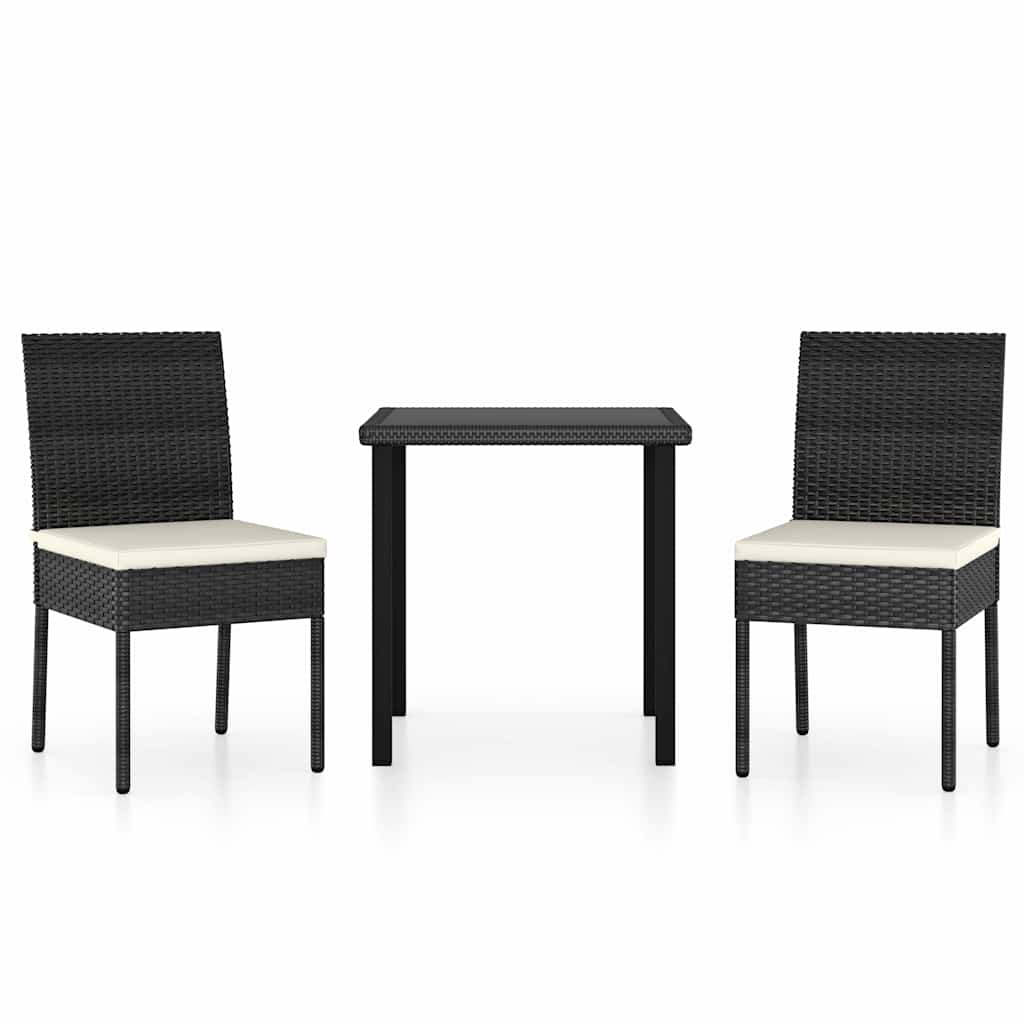Vidaxl 3-delige tuinset poly rattan zwart