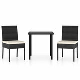 Vidaxl 3-delige tuinset poly rattan zwart