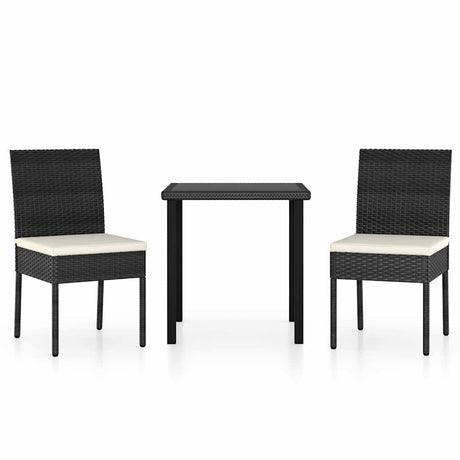 Vidaxl 3-delige tuinset poly rattan zwart