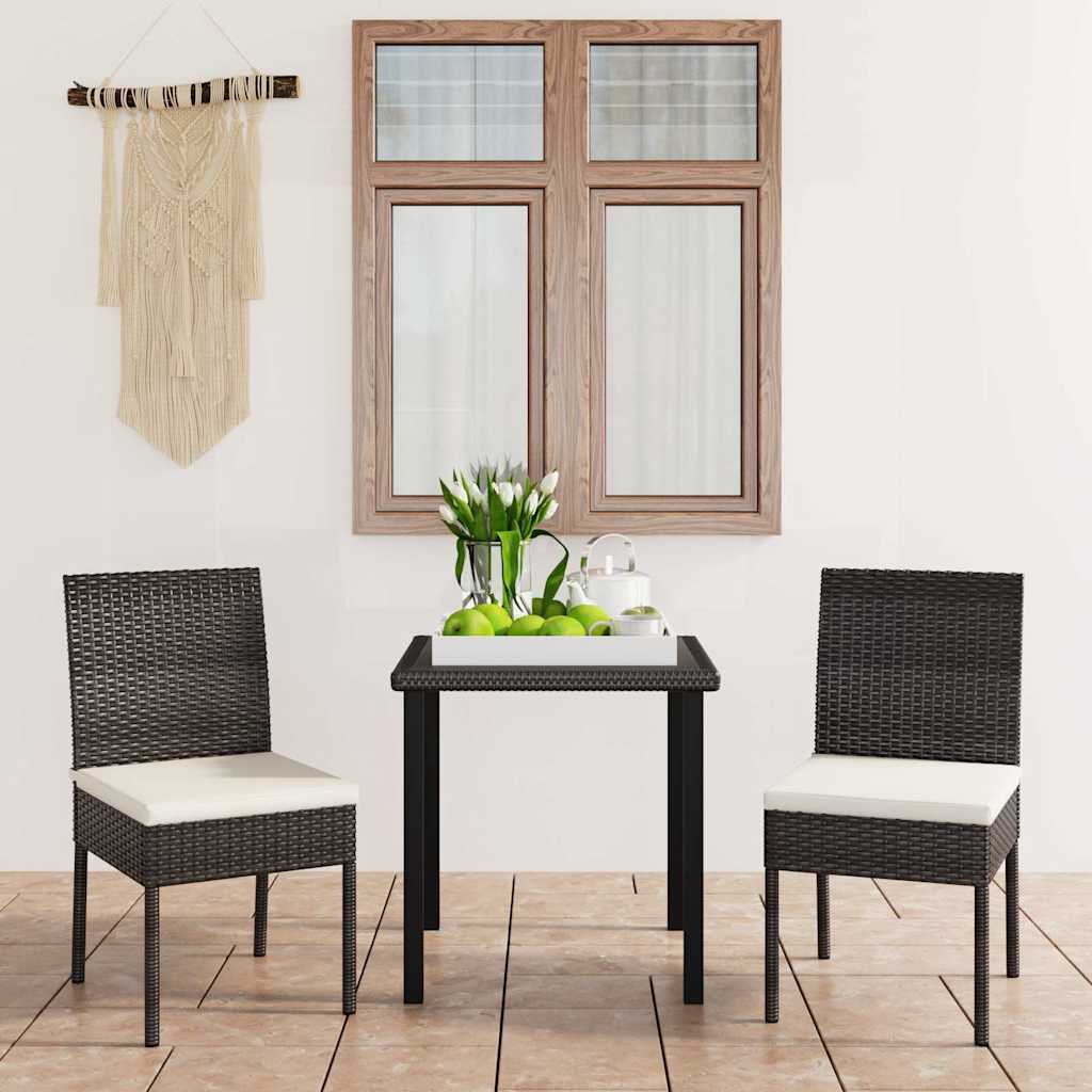 Vidaxl 3-delige tuinset poly rattan zwart