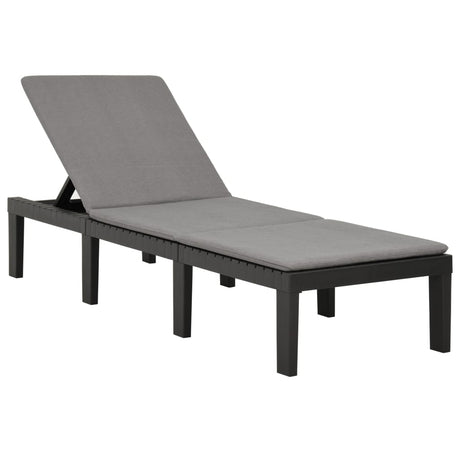 Vidaxl ligbed met kussen kunststof antracietkleurig