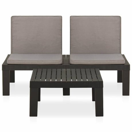 Vidaxl 2-delige loungeset met kussens kunststof grijs