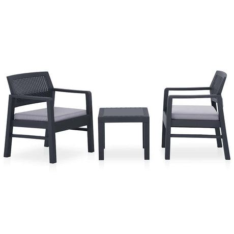 Vidaxl 3-delige loungeset met kussens kunststof grijs