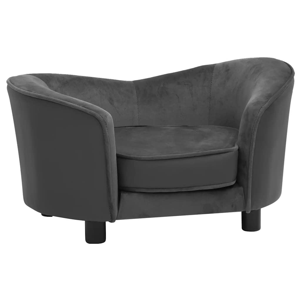 Vidaxl Hundebank 69x49x40 cm Plüsch und künstliches Leder dunkelgrau
