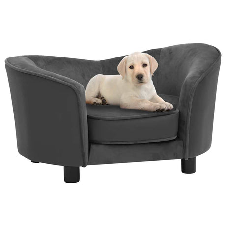 Vidaxl Hundebank 69x49x40 cm Plüsch und künstliches Leder dunkelgrau