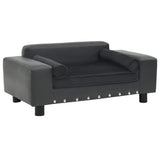 Vidaxl Hundebank 81x43x31 cm Plüsch und künstliches Leder dunkelgrau