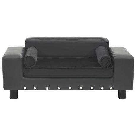Vidaxl Hundebank 81x43x31 cm Plüsch und künstliches Leder dunkelgrau