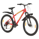 Vidaxl Mountainbike 21 Zahnräder 26 Zoll Räder 36 cm rot