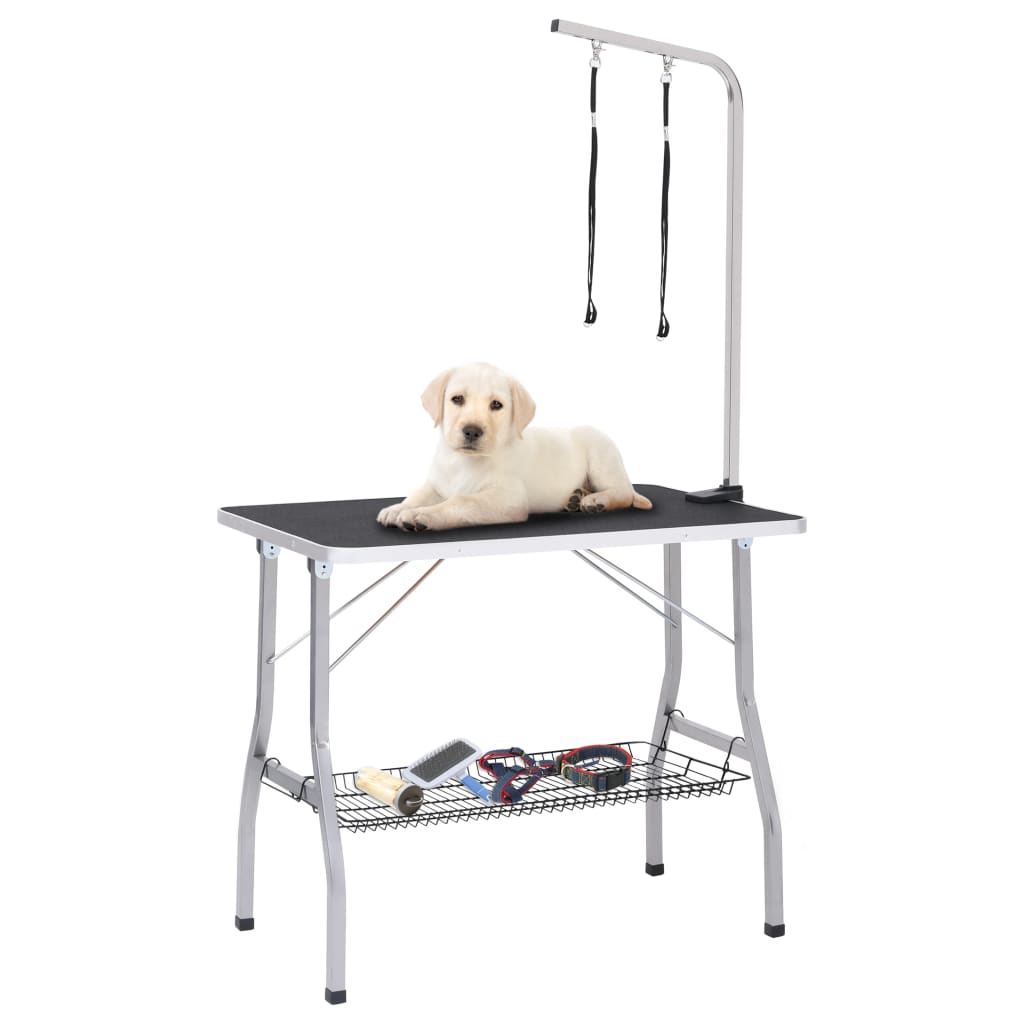 Vidaxl Dog Trim Table Justerbar med 2 løkker og lagringsvitenskap