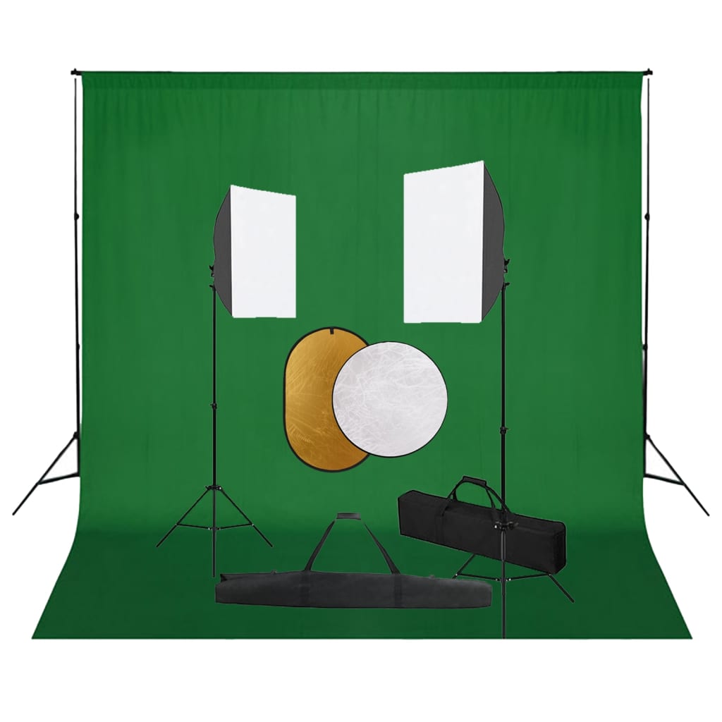 Ensemble de studio photo Vidaxl avec des lampes, arrière-plan et réflecteur