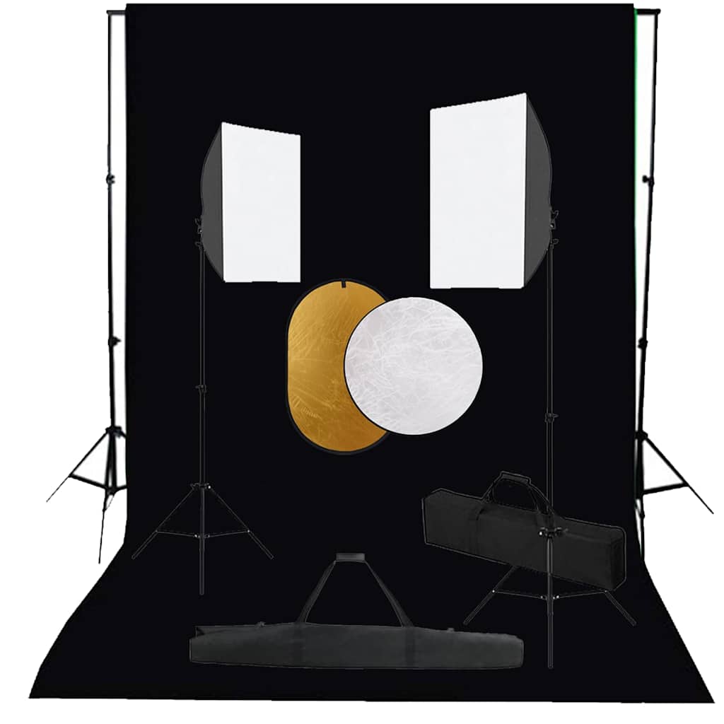 Vidaxl Photo Studio Set mit Softbox -Lampen, Hintergrund und Reflektor