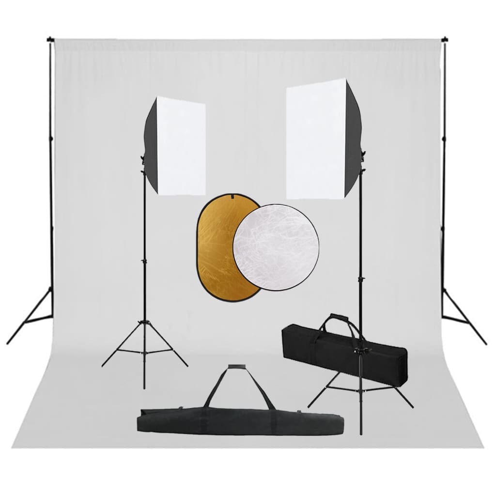 Ensemble de studio photo Vidaxl avec des lampes, arrière-plan et réflecteur