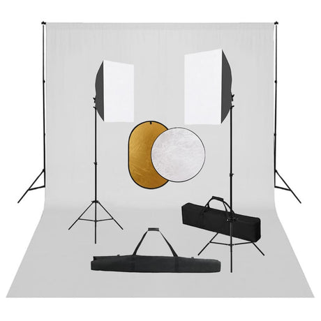 Vidaxxl Fotostudio-Set mit Softbox-Leuchten, Hintergrund und Reflektor