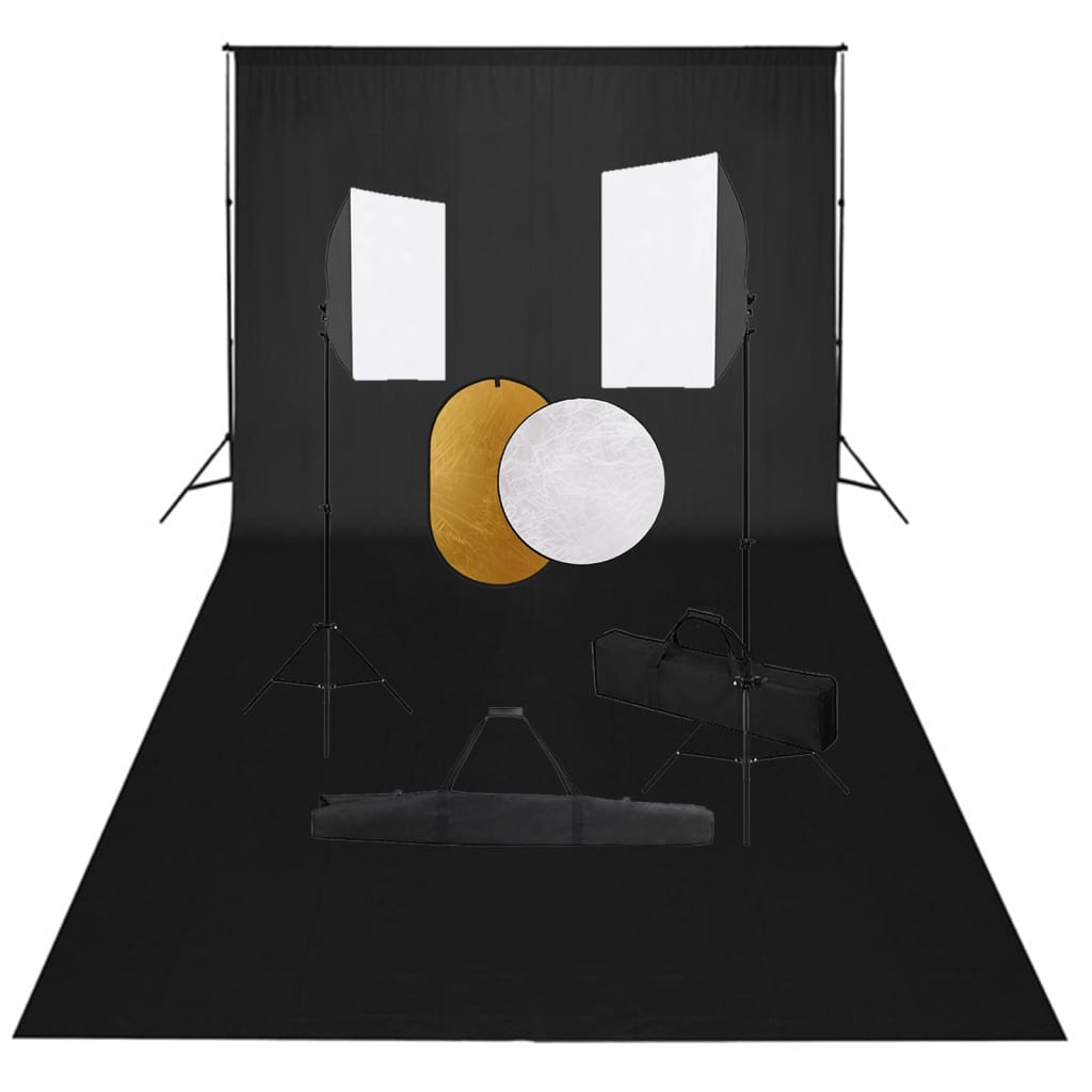 Ensemble de studio photo Vidaxl avec des lampes, arrière-plan et réflecteur