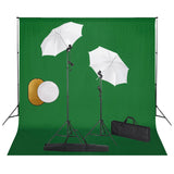 Vidaxl Photo Studio Studio avec des lampes, parapluies, fond et réflecteur