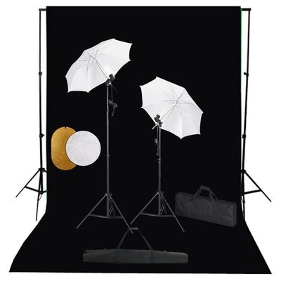 Vidaxl Photo Studio Set mit Lampen, Regenschirmen, Hintergrund und Reflektor