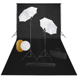 Vidaxl Photo Studio Set med lamper, paraplyer, baggrund og reflektor