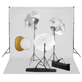 Vidaxl Photo Studio Set med lamper, paraplyer, baggrund og reflektor