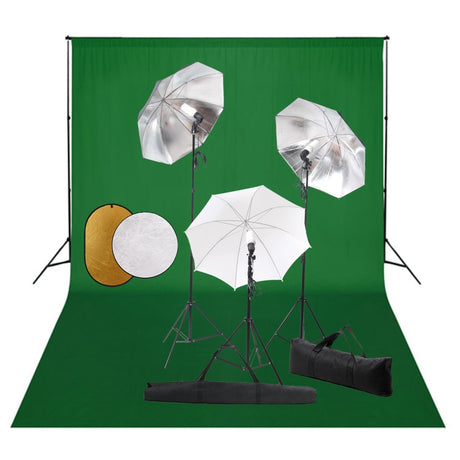 Vidaxl Fotostudio-Set mit Lampen, Schirmen, Hintergrund und Reflektor
