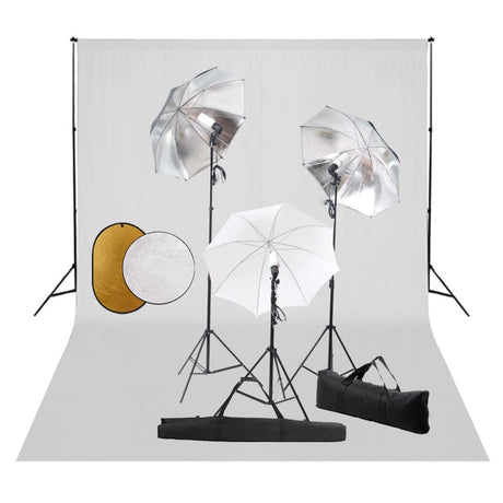Vidaxl Fotostudio-Set mit Lampen, Schirmen, Hintergrund und Reflektor