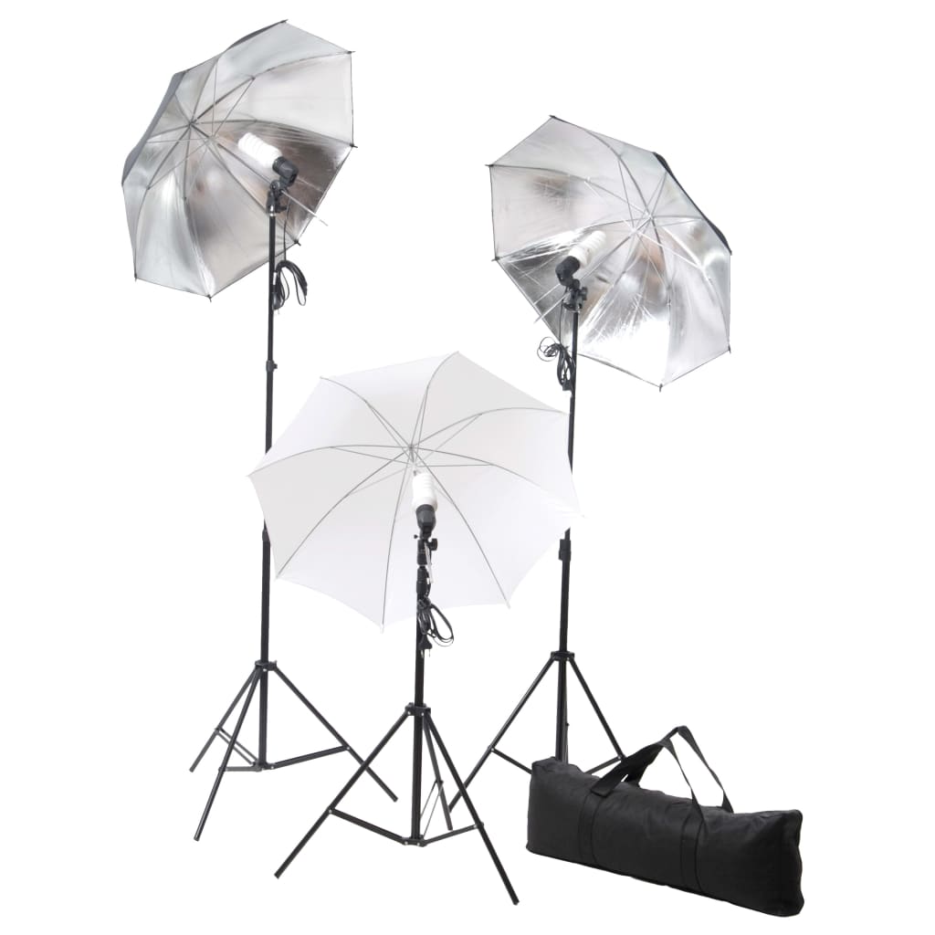 Vidaxl Photo Studio Studio avec des lampes, parapluies, fond et réflecteur