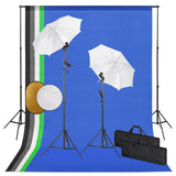 Vidaxl Photo Studio Set med lamper, paraplyer, baggrund og reflektor